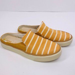 TOMS Yellow Striped Sunflower Riviera Mule Sneaker